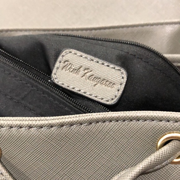 Wink Kangaroo backpack shoulder bag purse faux leather gray - Picture 7 of 9